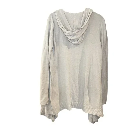 Barefoot Dreams CozyChic Ultra Lite Hooded Seashore Cardigan Sand Cream Size L - Picture 3 of 6